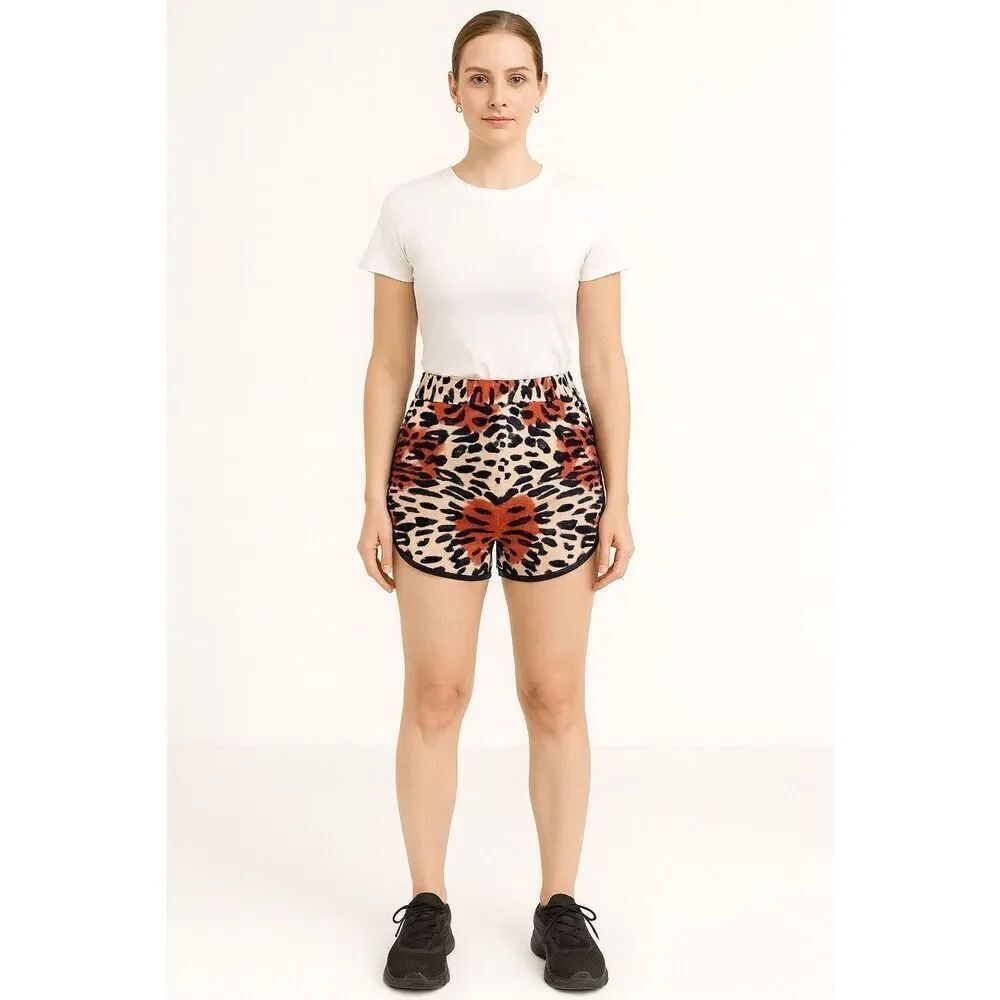 SHEIN Leopard Print High Waisted Athletic Shorts Size M Bold Comfy Fit stretchy